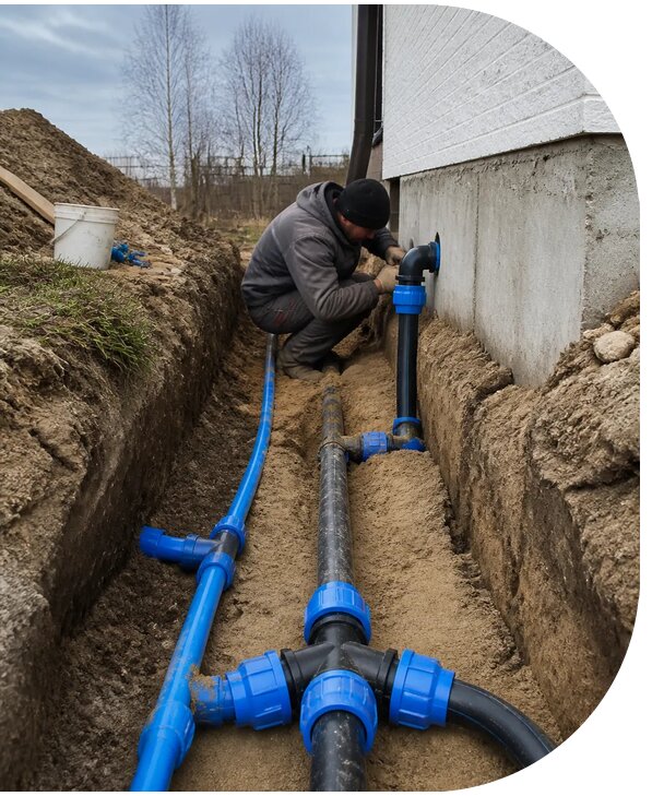 Монтаж наружного водопровода на участке под ключ в Волгодонске